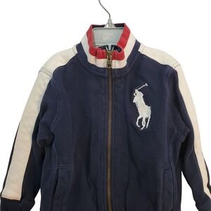 Polo Ralph Lauren Jacket Full Zip Big Pony Logo Navy Blue White‎ 3/3T Vintage